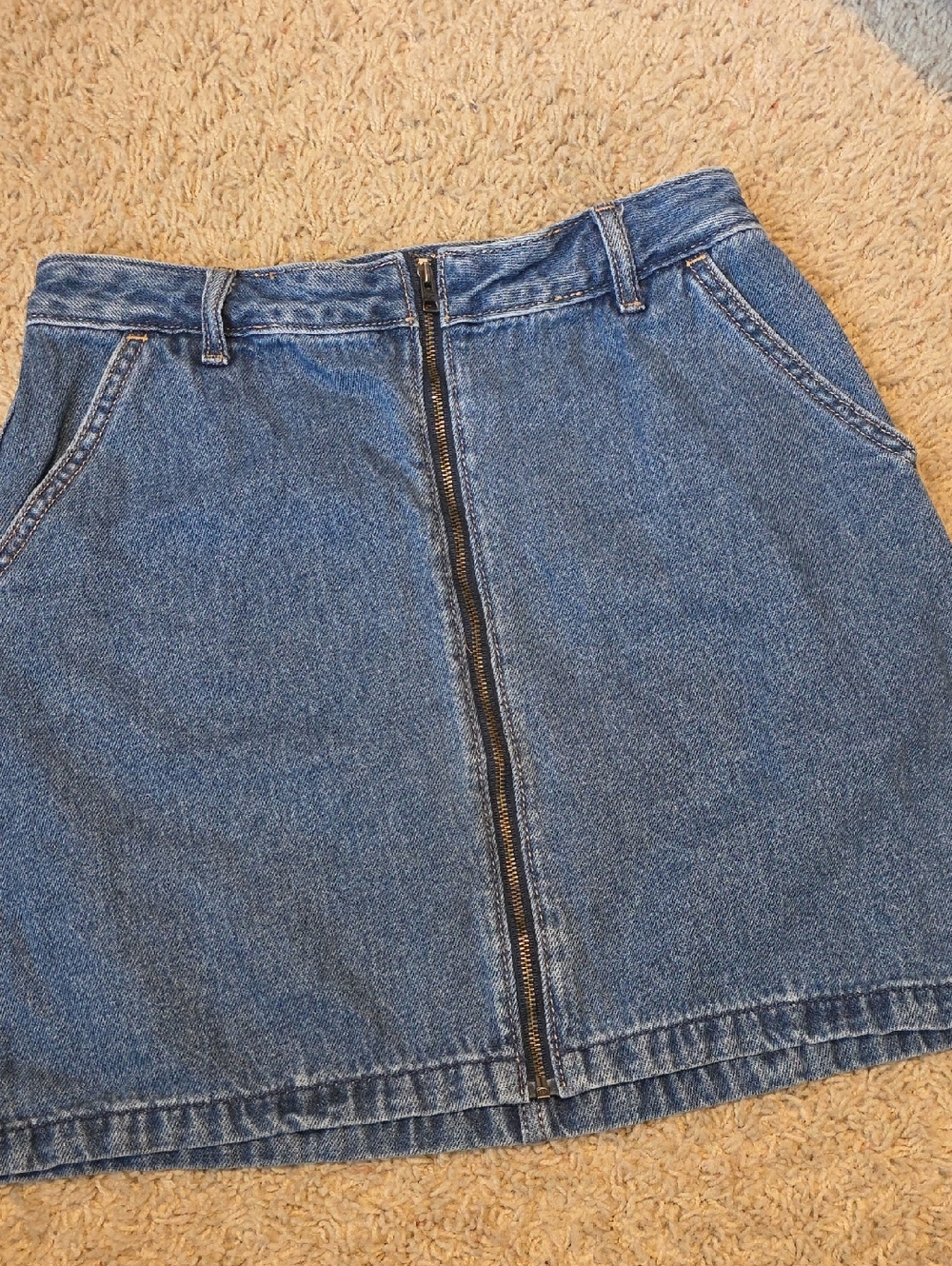 Hollister Mini Skirt Blue Denim Zip-Front Size 5